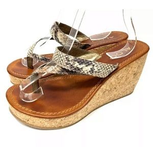 Aldo Platform Wedge Sandals Snake Skin Cork Sz 7.5
